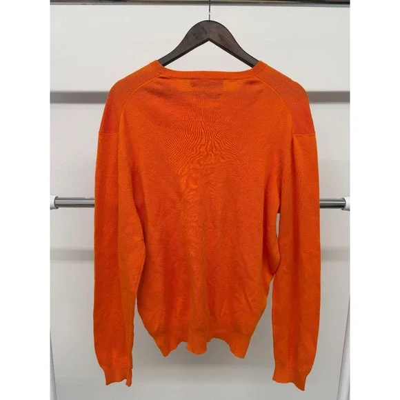 Vintage‎ Polo Ralph Lauren V Neck Sweater Pima Cotton Orange Size Large - Picture 2 of 6